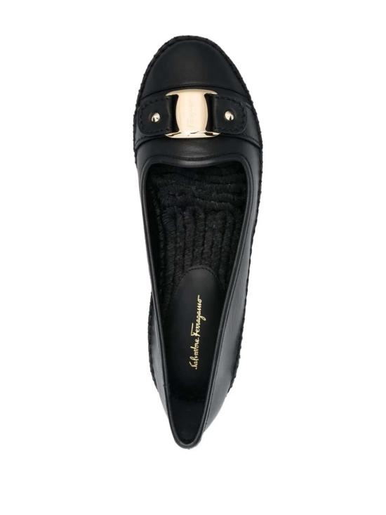  살바토레 페라가모 플랫 슈즈 페라가모 바라 버클 디테일 에스파드리유 블랙 - SALVATORE FERRAGAMO