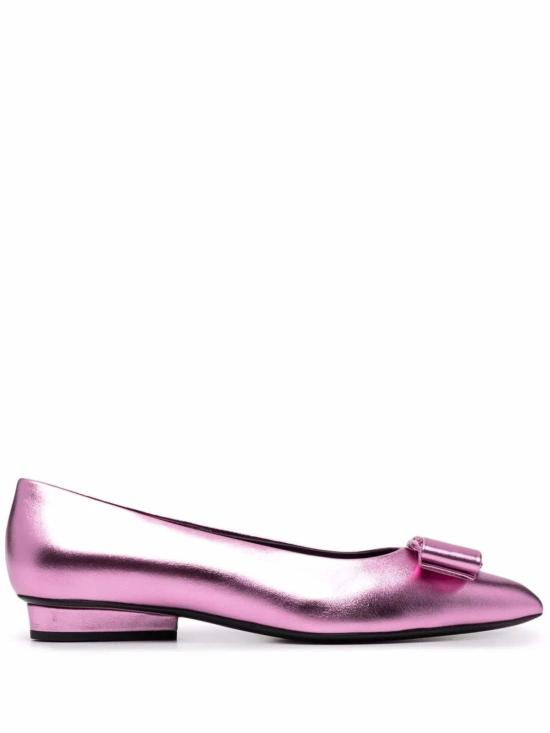 살바토레 페라가모 플랫 슈즈 페라가모 비바 보우 디테일 발레리나 슈즈 핑크 - SALVATORE FERRAGAMO