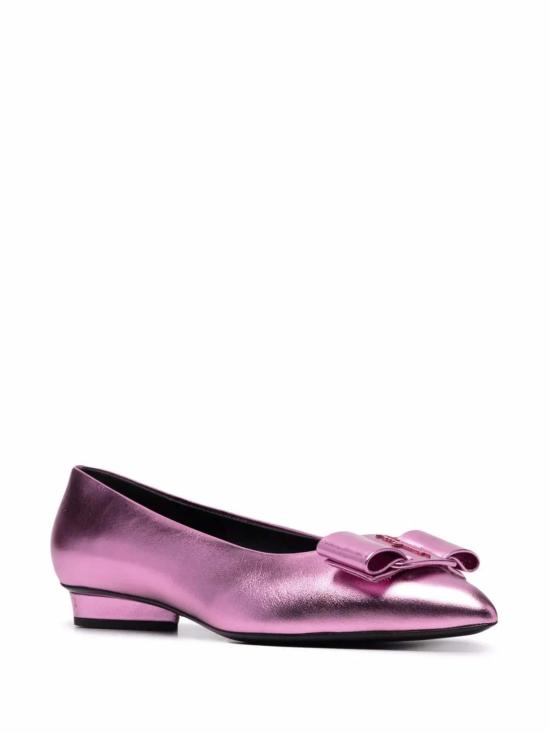  살바토레 페라가모 플랫 슈즈 페라가모 비바 보우 디테일 발레리나 슈즈 핑크 - SALVATORE FERRAGAMO