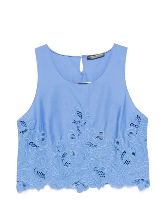 26SS 에르마노 설비노 / 여성 브로드리 앙글레즈 크롭 탑 D484L304 KDK74037 LIGHT BLUE BPG
