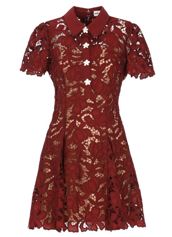 26FW 셀프 포트레이트 미디 원피스 PF26111SABU BURGUNDY LACE MINIBURGUNDY Burgundy