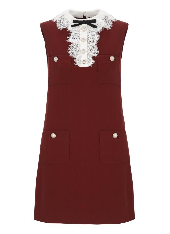 26FW 셀프 포트레이트 미디 원피스 PF26001SBBU BURGUNDY CREPE LACEBURGUNDY Burgundy