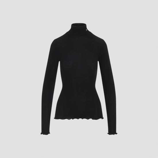 26FW 프라다 자수 로고 세미 크롭 반팔 티셔츠 자수 로고 세미 크롭 반팔 티셔츠 39700SOOO 6080 F0002 NERO