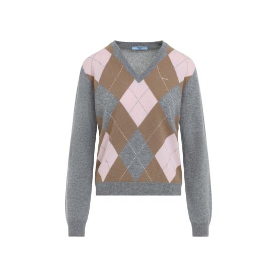 26FW 프라다 스웨터 P24G3QSOOO 6519 F0LPX GRIGIO CAMMELLO - PRADA