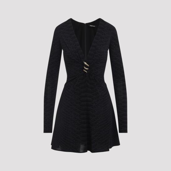 26FW 로베르토 카발리 미디 원피스 XQT152 NLS36 05051 BLACK
