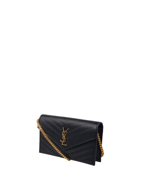 26FW 생로랑 그랑 드 뿌드르 레더 카산드라 엔벨로프 체인 지갑 857605 BOW01 1000 NERO - SAINT LAURENT