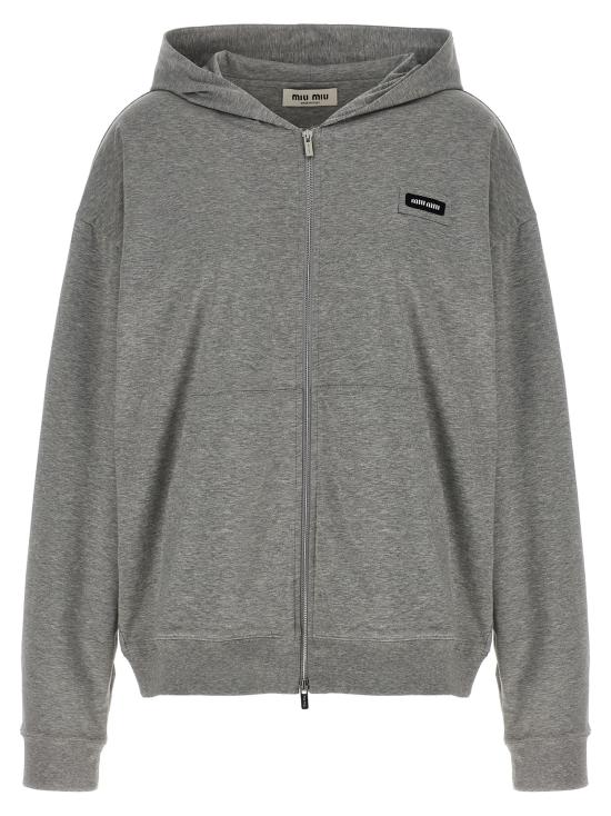 26FW 미우미우 후드 티셔츠 MJLA63SOOO192DF0031 Gray