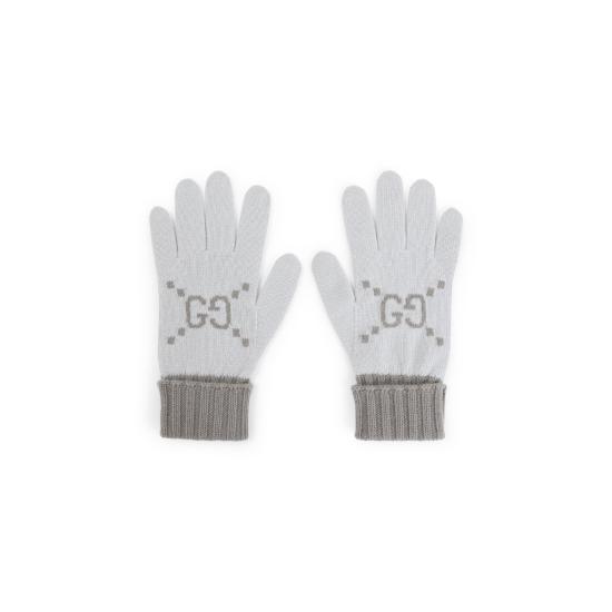 26FW 구찌 GG 캐시미어 자카드 글러브 813136 3GAC0 1763 LIGHT GREY - GUCCI