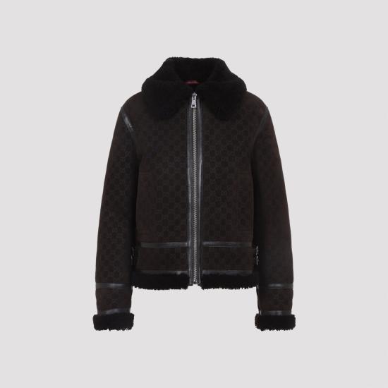 26FW 구찌 프린트 스웨이드 쉐어링 자켓 835526 XSAGB 2037 ESPRESSO - GUCCI