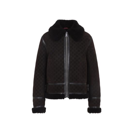 26FW 구찌 프린트 스웨이드 쉐어링 자켓 835526 XSAGB 2037 ESPRESSO - GUCCI
