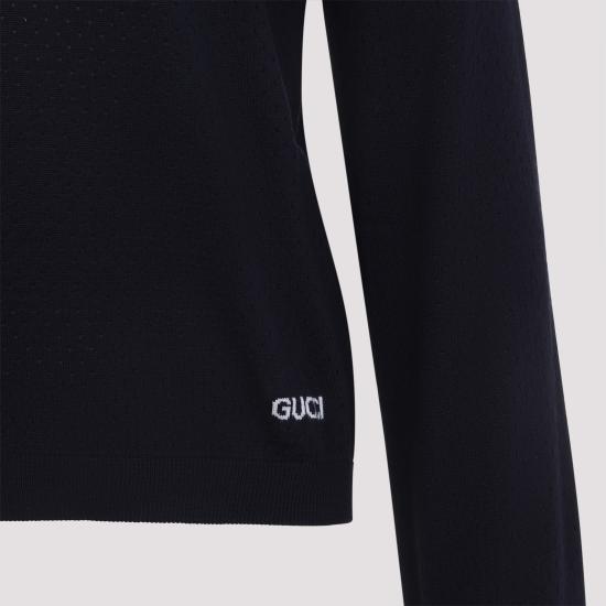 26FW 구찌 버튼 플라켓 폴로 스웨터 824573 XKESP 4423 INK IVORY - GUCCI