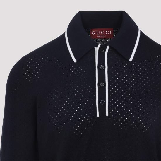 26FW 구찌 버튼 플라켓 폴로 스웨터 824573 XKESP 4423 INK IVORY - GUCCI