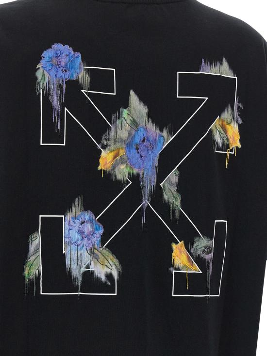 26FW 오프화이트 반팔 티셔츠 애로우 아웃 플라워 티셔츠 블랙 - OFF WHITE