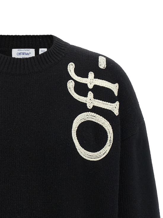 26FW 오프화이트 스웨터 세로형 북적거리는 스웨터와 가디건 (화이트/블랙) - OFF WHITE