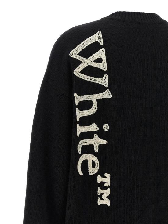 26FW 오프화이트 스웨터 세로형 북적거리는 스웨터와 가디건 (화이트/블랙) - OFF WHITE