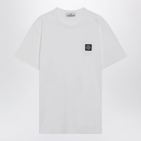 26FW 스톤 아일랜드 60/2 컴퍼스 패치 코튼 저지 슬림 핏 티셔츠 S152100027S0013 White