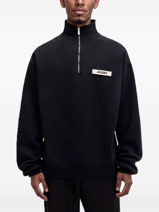 26FW 자크뮈스 하프 집업 스웨트 셔츠 SSM00313AJ00174 990 Black - JACQUEMUS