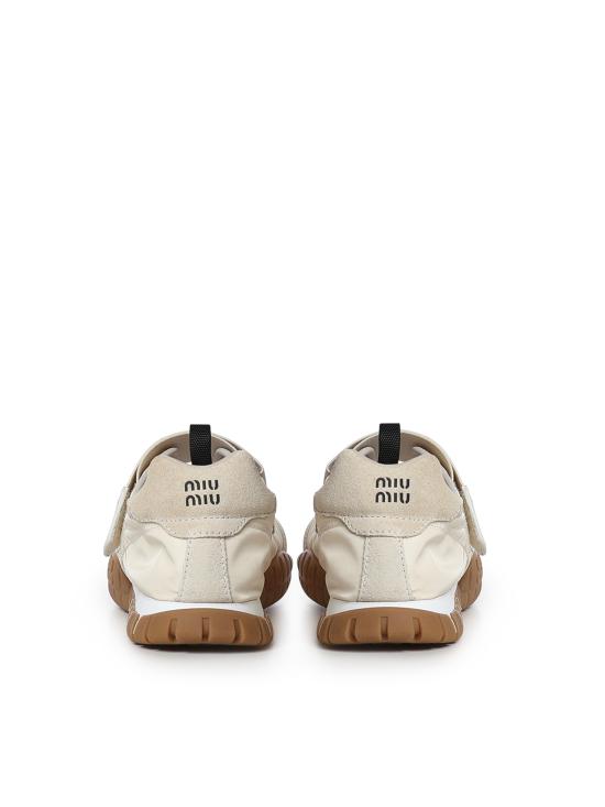 26FW 미우미우 타이어 테크니컬 패브릭 앤 스웨이드 발레리나 5F416E D7CF0304 IVORY - MIU MIU