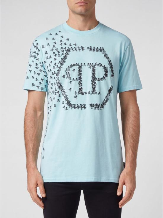 26SS 필립 플레인 반팔 티셔츠 SACCMTK6190PJY002N 07 Turquoise
