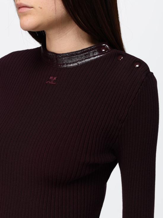 26FW 쿠레쥬 스웨터 326MPU285FI0001 4010 Burgundy - COURREGES