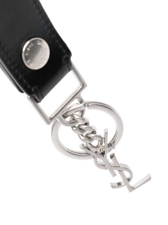 26FW 생로랑 모노그램 키링 스무스 레더 5183230SX0E 1000 Black - SAINT LAURENT
