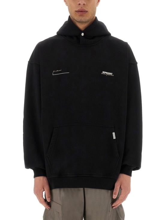 25SS 리프레젠트 후드 티셔츠 MLM4270 001 Black