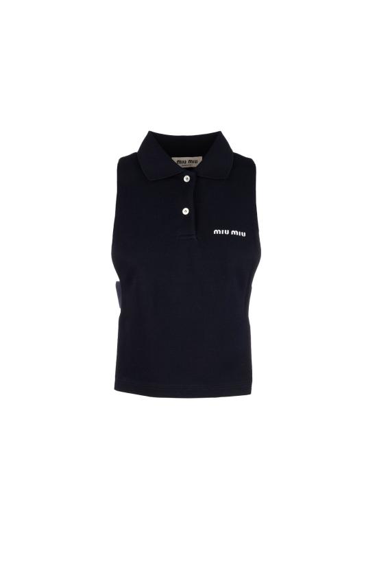 26FW 미우미우 피케 폴로 베스트 MJT73814RW F0008 BLEU