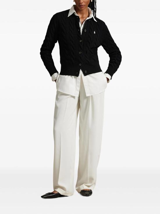 26FW 폴로 랄프로렌 로고 자수 크루넥 가디건 211972104 005 Nero - POLO RALPH LAUREN
