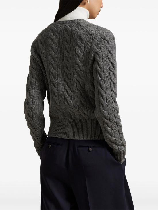 26FW 폴로 랄프로렌 로고 자수 크루넥 가디건 211972104 500 Grigio - POLO RALPH LAUREN