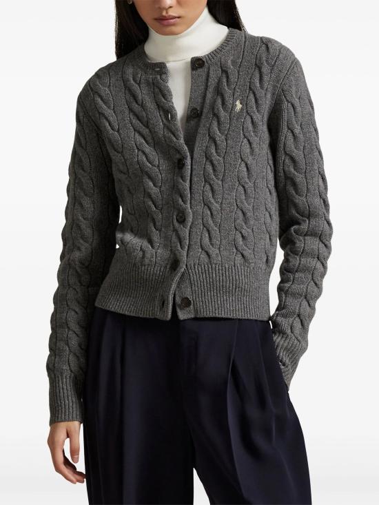 26FW 폴로 랄프로렌 로고 자수 크루넥 가디건 211972104 500 Grigio - POLO RALPH LAUREN