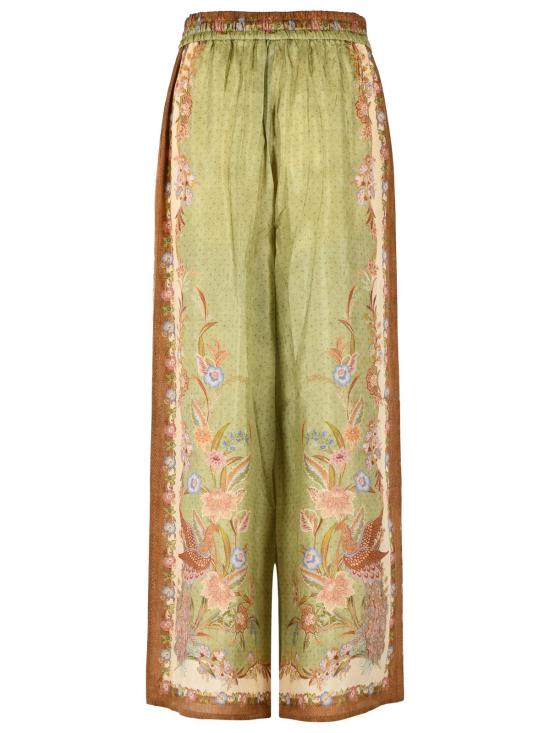 26FW 짐머만 팔라초 팬츠 6251PSS262KHAKI SCARF FLORAL Green - ZIMMERMANN
