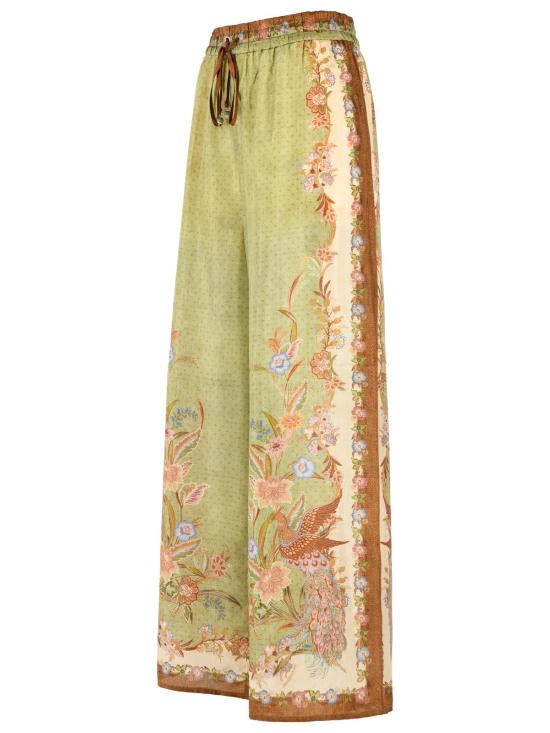 26FW 짐머만 팔라초 팬츠 6251PSS262KHAKI SCARF FLORAL Green - ZIMMERMANN