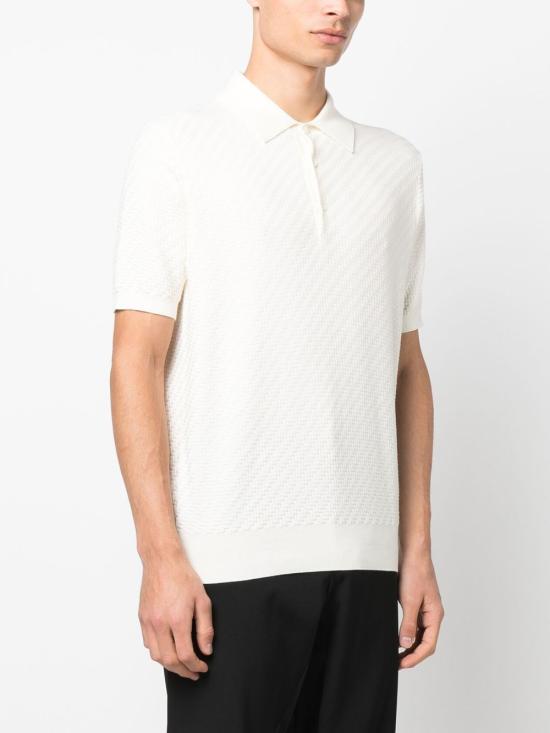 26FW 브리오니 코튼 실크 캐시미어 트라마 위브 폴로 셔츠 UMR20O PAK221800 WHITE - BRIONI