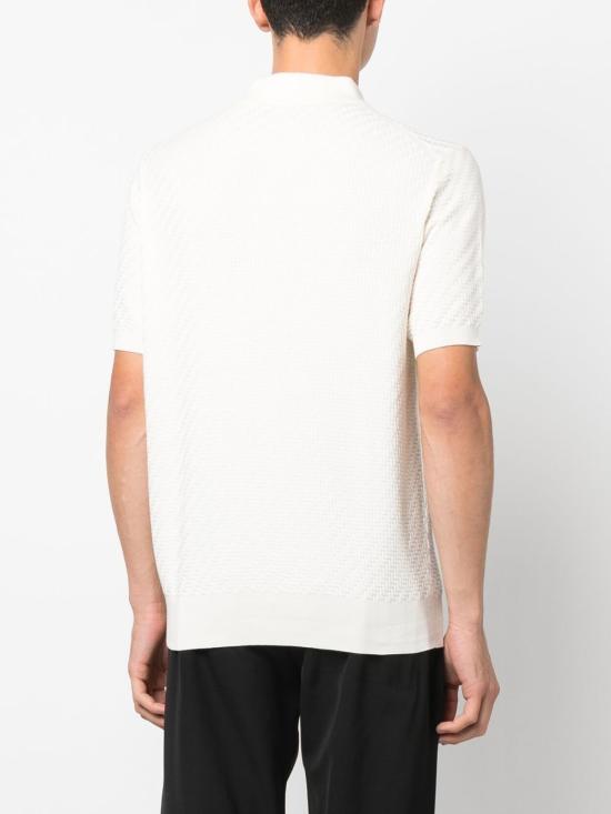 26FW 브리오니 코튼 실크 캐시미어 트라마 위브 폴로 셔츠 UMR20O PAK221800 WHITE - BRIONI