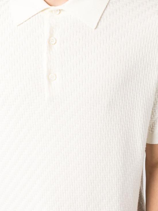 26FW 브리오니 코튼 실크 캐시미어 트라마 위브 폴로 셔츠 UMR20O PAK221800 WHITE - BRIONI