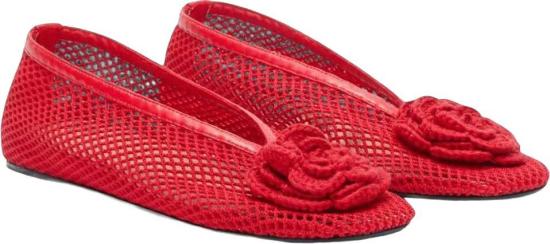 26FW 가니 플랫 슈즈 MESHFLOWERJENNYBALLERINAS1 RED - GANNI