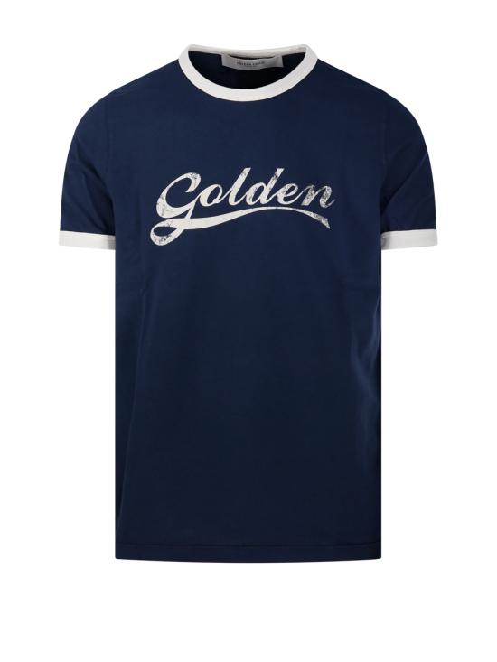 26FW 골든구스 반팔 티셔츠 GMP02761 P002624 83134 BLUE HERITAGE WHITE