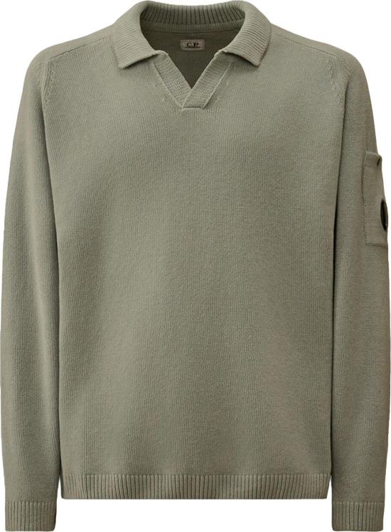 26SS 씨피 컴퍼니 스웨터 KNITWEARPOLOCOLLARSILVERBLUE LICHTGREY