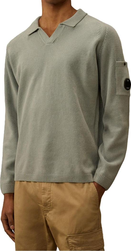 26SS 씨피 컴퍼니 스웨터 KNITWEARPOLOCOLLARSILVERBLUE LICHTGREY - C.P. COMPANY
