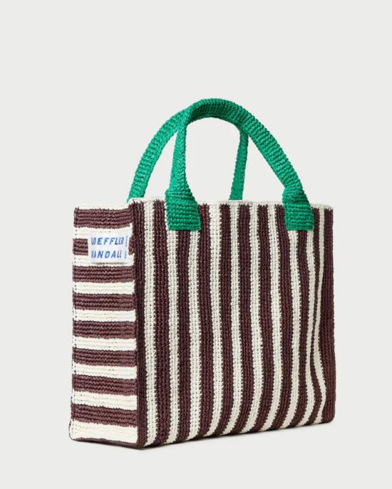  로플러랜달 토트백 로플러 랜달 솔 비치  그린/브라운/화이트 스트라이프 - LOEFFLER RANDALL