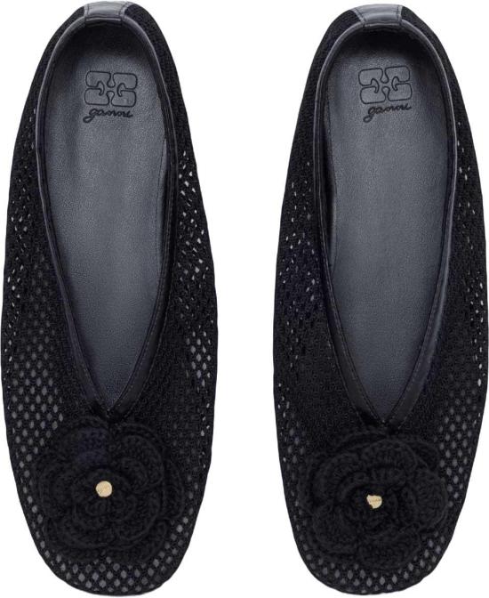 26FW 가니 플랫 슈즈 MESHFLOWERJENNYBALLERINAS BLACK - GANNI