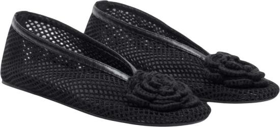 26FW 가니 플랫 슈즈 MESHFLOWERJENNYBALLERINAS BLACK - GANNI