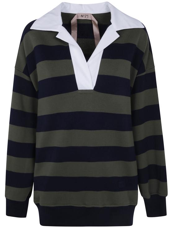 26FW 누메로벤투노 폴로 티셔츠 E021 4097 R561 GREEN BLUE STRIPES