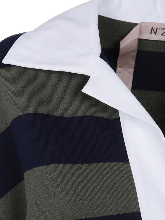 26FW 누메로벤투노 폴로 티셔츠 E021 4097 R561 GREEN BLUE STRIPES - N°21