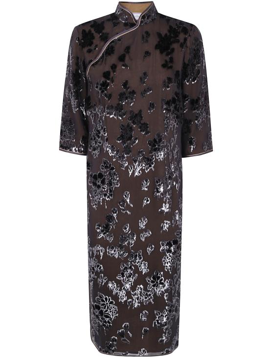 26FW 피에르루이마샤 미디 원피스 VEFIOU 12962 DARK BROWN BLACK MULTI