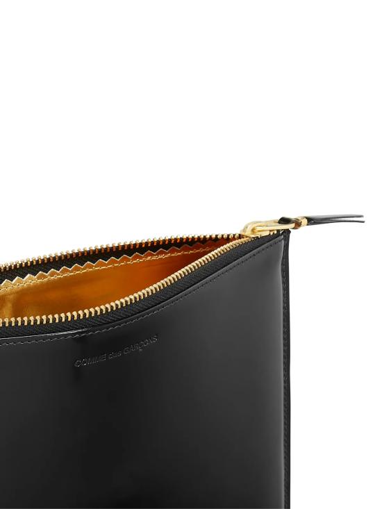  꼼데가르송 지갑 Comme Des Garçons 거울 내부 로고 지퍼 파우치  블랙 - COMME DES GARCONS