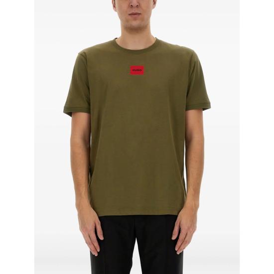 26SS 휴고보스 로고 라벨 코튼 저지 티셔츠 50447978 389 GREEN