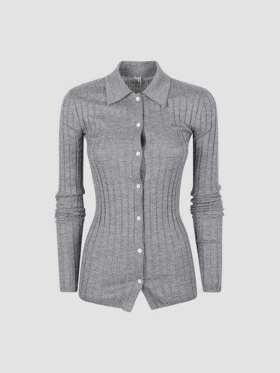 26FW 토템 슬림 리브 셔츠 263WRT0836YA0293 074 GREY MELANGE