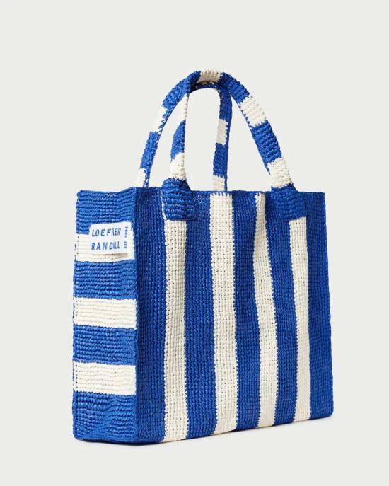  로플러랜달 토트백 로플러 랜달 솔 블루 스트라이프 크로셰 비치 - LOEFFLER RANDALL
