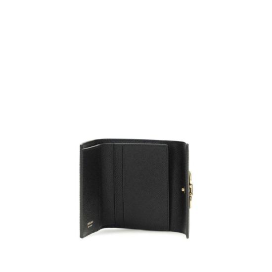  살바토레 페라가모 지갑 페라가모 삼단 접이식 송아지 가죽 보스 타우러스  블랙 - SALVATORE FERRAGAMO